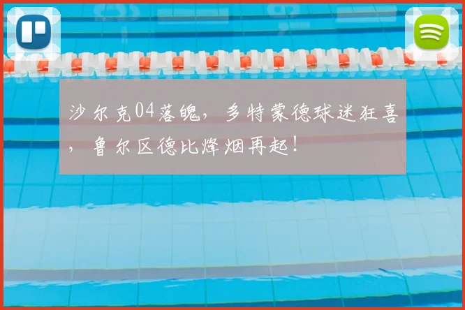 沙尔克04落魄，多特蒙德球迷狂喜，鲁尔区德比烽烟再起！